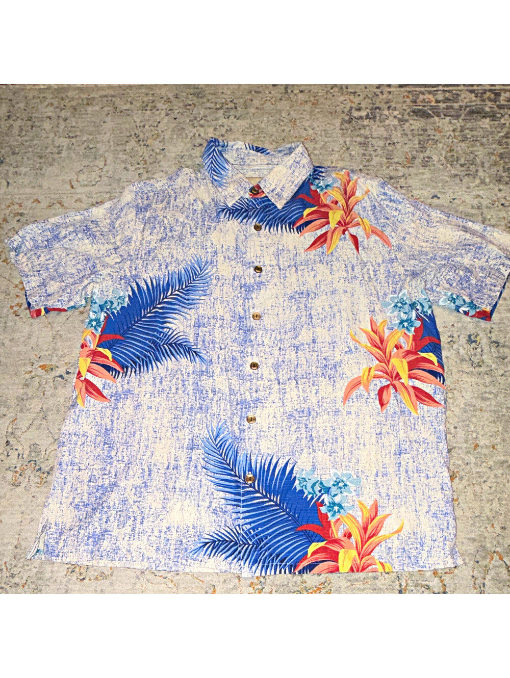 Island Republic Vintage Collection Men's Silk Hawaiian Button-Up Shirt XL A400